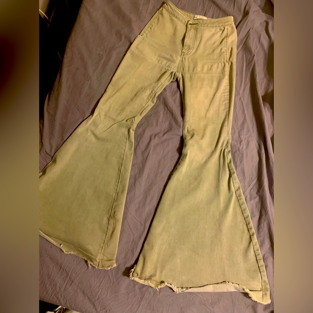 Free People bell bottoms army green